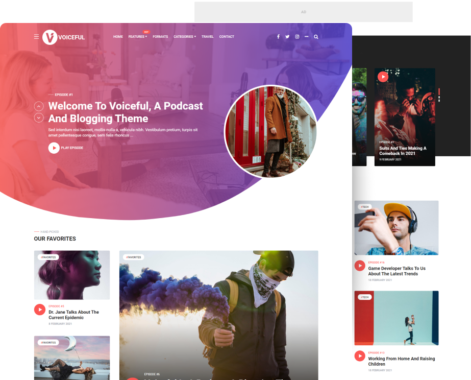 Voiceful – A Podcast / Blogging WordPress Theme